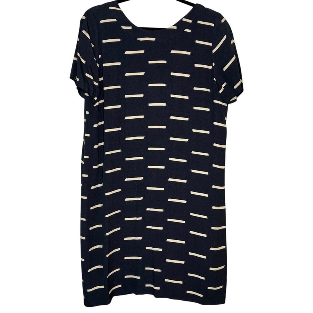 Madewell Shift Dress Black Tan Women’s Short Sleeve Silver Zipper Size 6